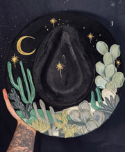 Desert cactus black hat with gold