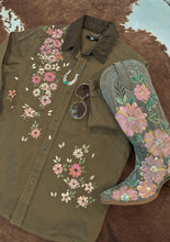 Baggy canvas hand painted cherry blossom jacket, size M/L