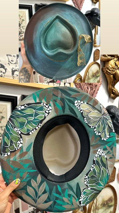 Metallic green heart shape hat