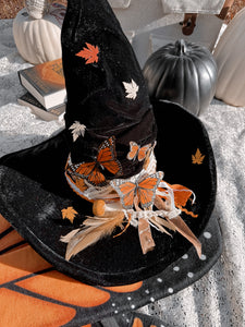 Autumn Witch Hat with mushrooms- free crystal