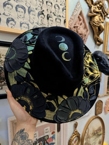 Black color shifting extra shimmery black hat (made to order)