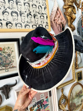 Black and ivory trim butterfly silver hat