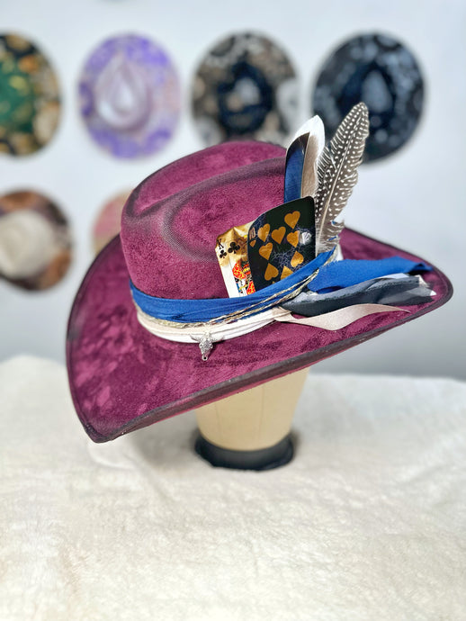 Deep purple blue jay outlaw minimalist hat