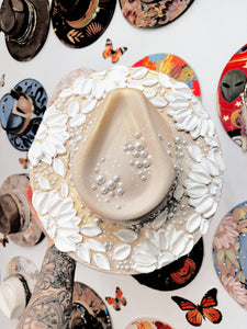 Cream, white and pearls with vintage pin- made to order