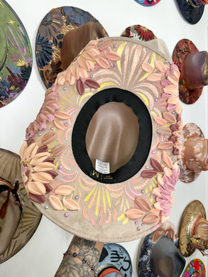 Tan rose gold and gold cowgirl hat