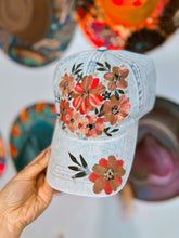 All denim floral cap