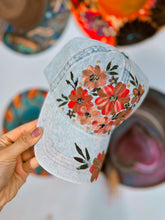 All denim floral cap