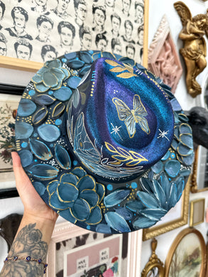 Shimmery butterfly monochromatic blue with gold