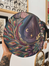 Whimsical color shifting with gold butterfly peacock hat