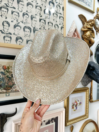 Champagne Glitter cowgirl hat (top and bottom)