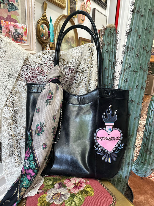 Hand painted 90s HOBO brand spacious long shoulder bag