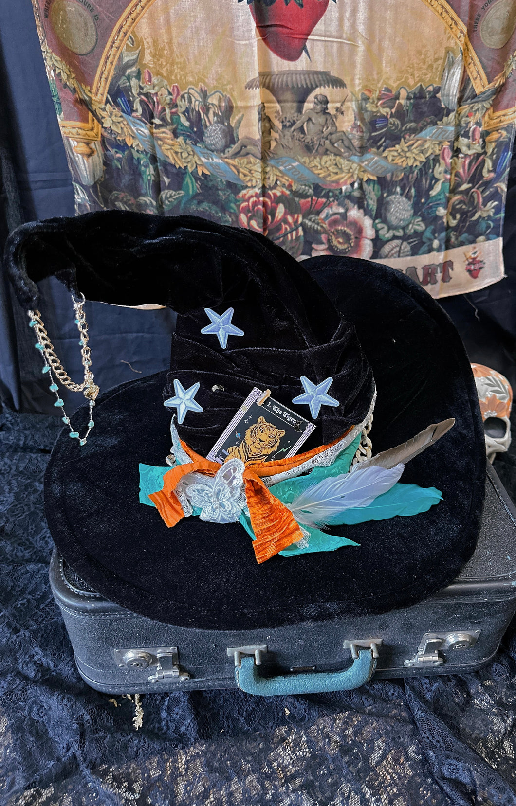 Black in the Stars witch hat (plus free witch hat)
