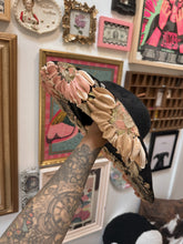 Black cowgirl hat with neutral gold florals