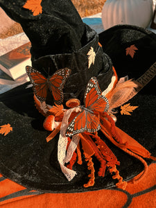 Autumn Witch Hat with Mushrooms- free crystal