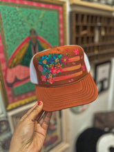 Brunt orange pink and turquoise American flag