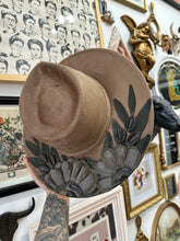 Taupe dark brown florals