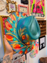 Extra colorful with turquoise shimmer peacock hat