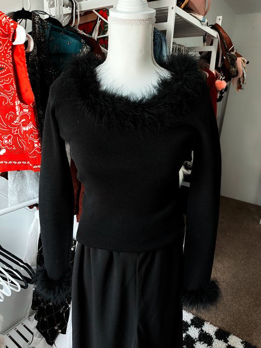 Authentic Y2K feather black top size M