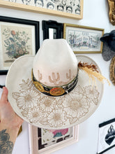 Tattooed outlaw hat with charms (top, front and back)