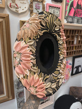 Black cowgirl hat with neutral gold florals