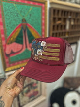 Burgundy blue and gold American flag
