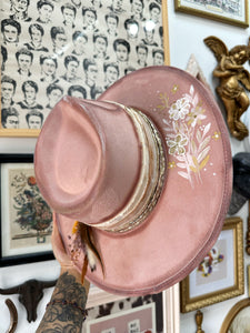 Blush pink white florals outlaw hat