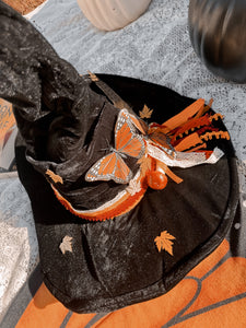 Autumn Witch Hat with Mushrooms- free crystal