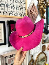 Pink colorful floral cowgirl hat with butterflies