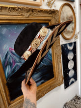 Black, gold and denim cowgirl hat