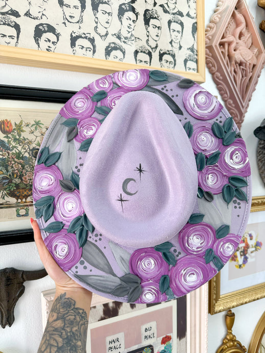 Lilac purple with green moon hat