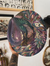 Whimsical color shifting with gold butterfly peacock hat