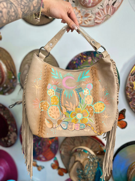 Western Boho fringe scorpion, handpainted bag