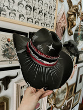 Alternative straw cowgirl hat painted top and bottom size 56 cm