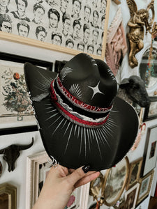 Alternative straw cowgirl hat painted top and bottom size 56 cm