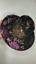 Deep green, black and purple shimmer witchy hat