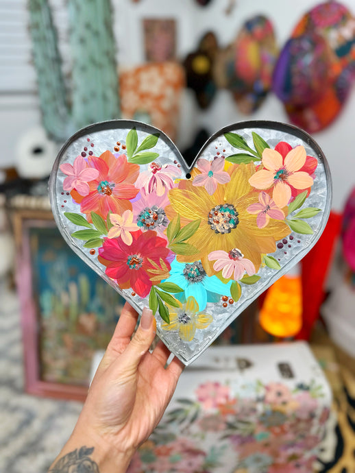 Metal floral heart