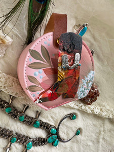 Cowgirl boot, genuine indigenous sterling silver with turquoise earrings plus hand, painted jewelry box