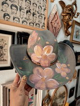 Gray cowgirl hat with pink florals