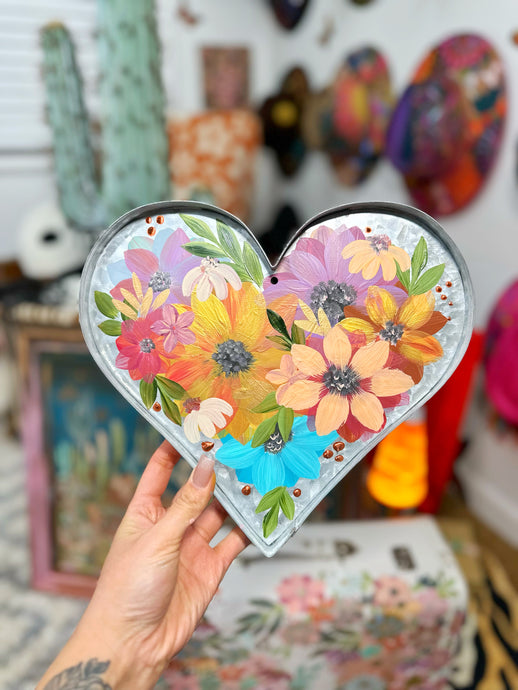 Metal floral heart