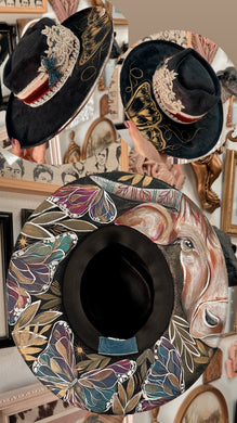 Heart shape cow whimsical hat with beaded hat band