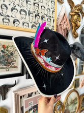 Black and ivory trim butterfly silver hat