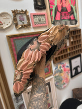 Black cowgirl hat with neutral gold florals