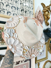 Ivory hat with rose gold, cream, gray and pearls little bees