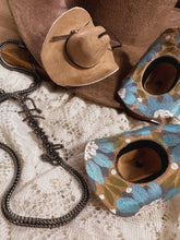 Tan and blue cowgirl hat ornament/ car charm