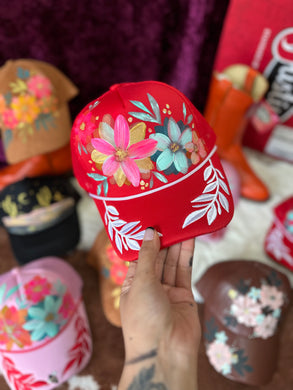 Red colorful trucker hat
