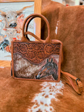 Genuine hide: Cowgirl horse handpainted purse crossbody
