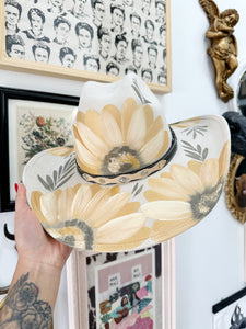 Sunflower Cowgirl Hat Front and Back Painted