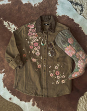 Baggy canvas hand painted cherry blossom jacket, size M/L