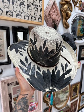 Black and gray straw cowgirl hat: American Hat Makers