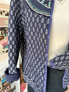 Boho quilted jacket with mirrors and embroidered size L-XL
